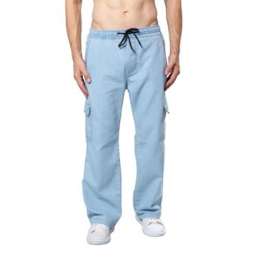 Imagem de Calças Cargo Modelo Street Wear Estilo Balão 6 Bolsos Jeans e Sarja - 