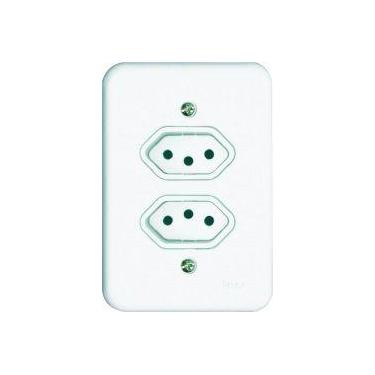 Imagem de Tomada embutir dupla 20a com placa pollar branca - Radial