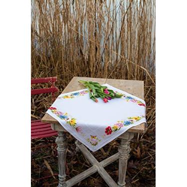 Imagem de Vervaco Counted Cross Stitch Tablecloth Kit 32"X32"-Colourful Flowers (10.5 Count) -V0183789