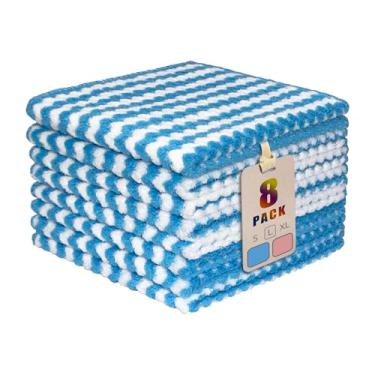 Imagem de AIWIWH Toalhas de prato, panos de limpeza de microfibra de veludo coral, super absorventes e de secagem rápida, panos de prato reutilizáveis sem fiapos para cozinha, pratos de lavagem (8, azul grande)