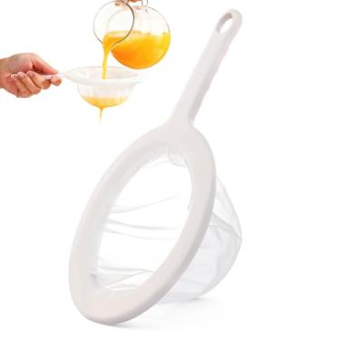 Imagem de AIZOE Coador de malha ultrafina com alça, malha 200, coador de suco de plástico, escorredor pequeno para cozinha, peneira fina de nylon para leite de soja/nozes, iogurte, café, mel, vinho, alimentos