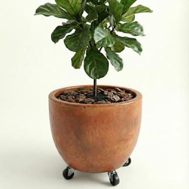 Imagem de Genérico Vaso Redondo Decorativo para Uso Interno, Tamanho M, Azul, Plástico, Texturizado com Relevo, Formato Redondo, Vaso de Chão, Vaso para Plantas, 11x12x10 cm