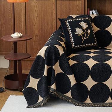 Imagem de WMLTZFUS Capa de sofá vintage lavável, capa de sofá para sofá, multiuso, protetor de móveis para cães, animais de estimação, escritório, relaxamento, preto dourado 180 x 150 cm