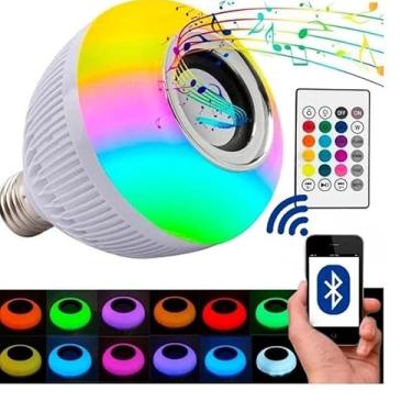Imagem de Lâmpada Bluetooth Led Caixa De Som com controle Remoto 12W Para Todos os Ambientes
