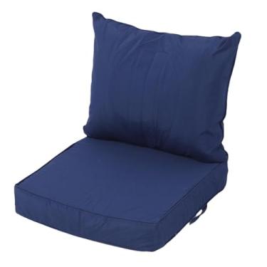 Imagem de Greensen Conjunto de Almofadas para Cadeira de Exterior, Almofada de Assento e Encosto Espessada Em Poliéster e Fibra de PP para Sofá de Rattan Em Jardim, Pátio ou Praia (azul-marinho)