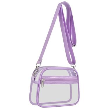 Imagem de USPECLARE Bolsa transparente para eventos em estádios, bolsas transparentes para fãs de esportes, bolsa transversal transparente para shows e festivais, Roxo claro, Small