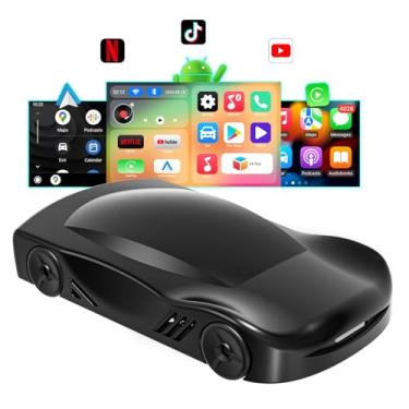 Imagem de Mipeggy Adaptador automotivo sem fio Carplay e Android com Netflix YouTube TikTok, adaptador sem fio CarPlay para carros com CarPlay com fio OEM, CarPlay Ai Box, Plug & Play, MirrorLink, cartão TF