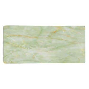 Imagem de Tapete de mouse grande abstrato mármore verde à prova d'água protetor de mesa estendido para computador tapete de base de borracha antiderrapante para escritório, computador, teclado, laptop e mesa de
