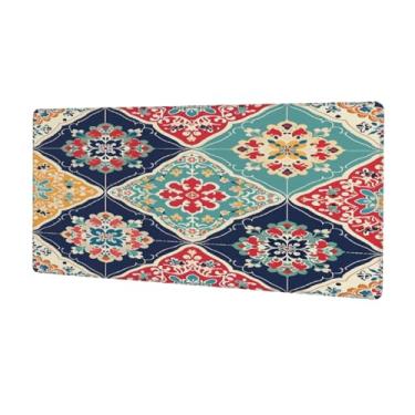 Imagem de Mouse pad grande mexicano colorido grupo étnico impermeável computador estendido tapete protetor de mesa tapete antiderrapante base de borracha para escritório, computador, teclado, laptop e mesa de