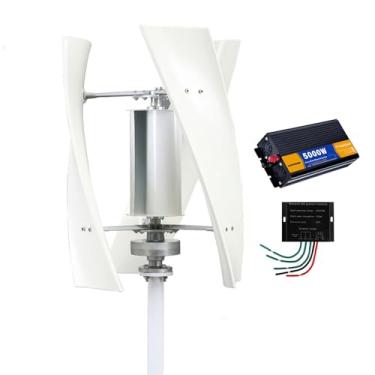 Imagem de HUIZHITENGDA Gerador Eólico Vertical de Levitação Magnética Permanente 5000W, Kit de Energia Solar e Eólica 220V-12V com Controlador de Carga MPPT Adequado para Iluminação de Pátios,48v