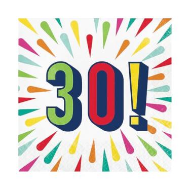 Imagem de Guardanapos de almoço de papel explosão de aniversário de 30 anos - (16,5 cm) 16 unidades - suprimentos de festa descartáveis e elegantes - perfeitos para celebrar aniversários marcantes