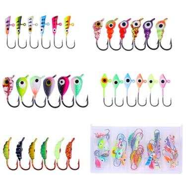 Imagem de Pezlun Kit de pesca no gelo, iscas de pesca no gelo essenciais para iniciantes para fisgar peixes grandes e carretel na diversão! (A30 peças)