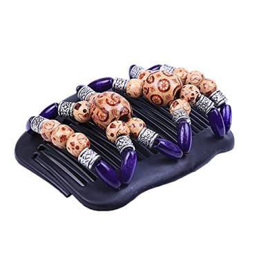 Imagem de ZJchao Pente Mágico de Cabelo Com Contas de Madeira retrô, Grampo de Cabelo Duplo, Acessórios para Feminino, Ferramenta de Estilo de Estilo Vintage para Mulheres Com (Azul)