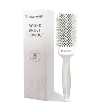 Imagem de Eagle Fortress Escova redonda para sopro, escova de cabelo de cerâmica térmica para secagem com cerdas iônicas para escovação profissional - cinza, 43 mm