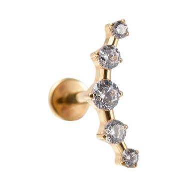 Imagem de Brinco De Cartilagem Em Titânio Cor Dourada Com Zircônia Cúbica Em For