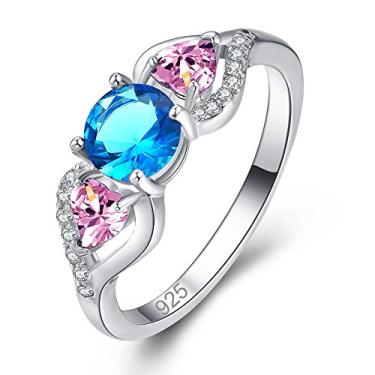 Imagem de Narica Aliança de noivado de auréola de zircônia cúbica banhada a prata, corte redondo, rubi criado, safira azul, zircônia cúbica, anel feminino elegante para mãe, meninas, presente para amantes de