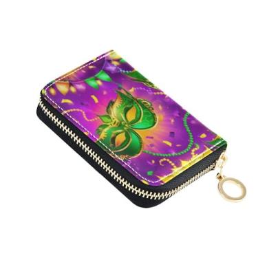 Imagem de Carnaval Carnaval Carnaval Carteira feminina com zíper em torno de RFID bloqueio de cartão de crédito, carteira minimalista para moedas com zíper