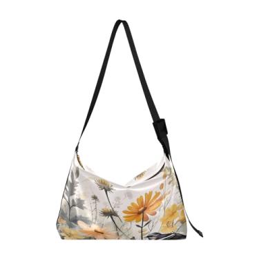 Imagem de Bolsa tiracolo floral com rosas vermelhas, bolsa de ombro feminina com bolsos, bolsa transversal grande, Pintura em aquarela flor selvagem - 3, One Size