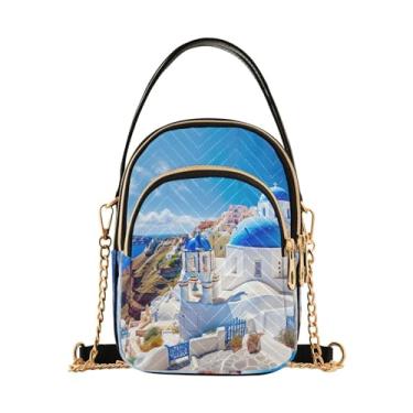 Imagem de GAIGEO Bolsas transversais femininas com folhas de palmeira tropicais verdes, bolsas transversais modernas, bolsa de viagem transversal feminina, Edifícios com uma cúpula azul - 1, One Size