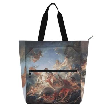 Imagem de GAIGEO Fran?ois BoucheZr Venus Bolsa de trabalho para pintura rococó feminina tote lona praia livro tote com zíper utilitário bolsas de escritório amantes de livros