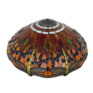 Imagem de Abajur Tiffany estilo libélula, feito à mão em vitral, 45 cm de largura, estilo vintage, para luminária de mesa ou de chão, ideal para decoração de quarto, sala de estar, escritório e outros