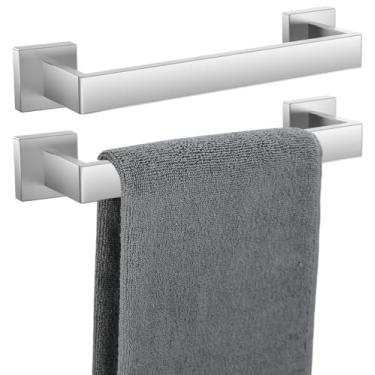 Imagem de Barra de toalha, pacote com 2 para banheiro, suporte de toalha de níquel escovado de 30,5 cm, 12/16/20/24/28/32/36 polegadas, SUS304, à prova de ferrugem, moderno quadrado (2, níquel escovado, 30,5 cm