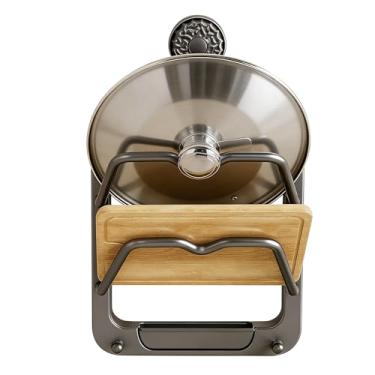 Imagem de Suporte para tampa de panela, ferramenta de armazenamento de parede sem broca - Armazenamento de tampa de panela, para amigos, frigideiras, cozinha, cozinha, bancadas, armário, porta, parede, interior