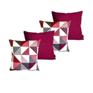Imagem de Kit c Almofadas Cheias Decorativas pSala(GEOMÉTRICO JAVA BORDÔ)