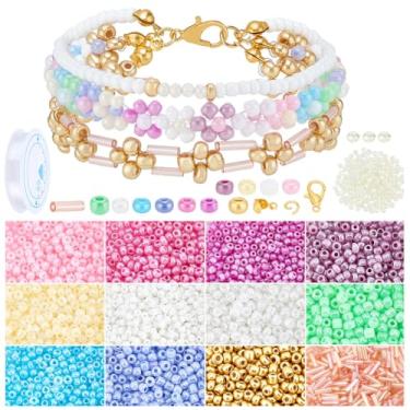 Imagem de PH PandaHall 4259 peças Kit de contas para fabricação de joias, kit de pulseiras de berloques, kits de pulseiras de contas, kits de fabricação de pulseiras, contas para brincos faça você mesmo
