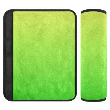 Imagem de Joitme Capa de cinto de segurança gradiente verde amarelo com dois pacotes, almofada de alça de ombro pequena, adequada para vários usos, almofada de ombro para alça de bolsa