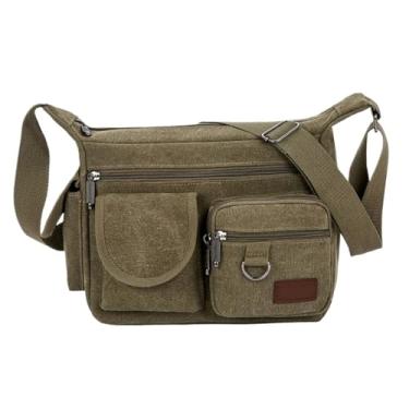 Imagem de Bolsa masculina de lona Business Postman - Mochila casual de grande capacidade e bolsa de ombro transversal para uso diário, Verde, One Size