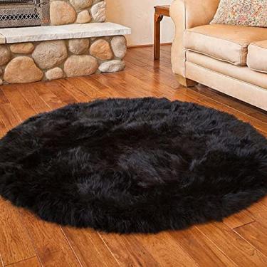Imagem de Tapete Redondo de Lã Imitada Europeia Macio Quente e Confortável para Sala Estar Quarto Decoração Casa Forro Camurça Falsa Fácil Limpar Respirável Ide