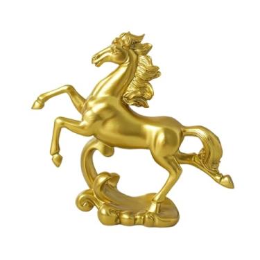 Imagem de MotiveTech Estátua de Cavalo, Estatueta de Cavalo, Escultura Criativa e Elegante em Resina, Ornamento de Mesa para Escritório, Escrivaninha ou Decoração de, Ouro
