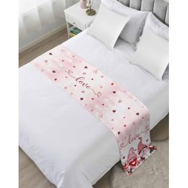 Imagem de Corredores de cama rosa amor romântico para quarto de hotel, lenço decorativo de cama de eucalipto anão em gradiente rosa cobertor de cama lenços de corredor para camas king size da Califórnia, 259 x