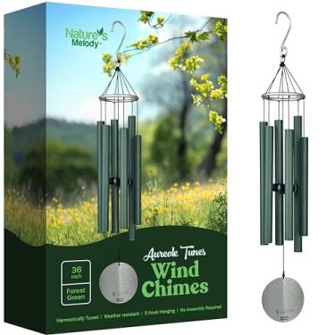 Imagem de Nature's Melody Sinos de vento Aureole Tunes – Sinos de vento ao ar livre com 6 tubos sintonizados em escala pentatônica E, 100% alumínio à prova de ferrugem, acabamento em pó e gancho S para simpatia