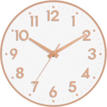 Imagem de Mosewa Relógio de parede de 30,5 cm, operado por bateria, silencioso, sem tique-taque, relógio analógico moderno decorativo para cozinha, quarto, escritório, sala de estar (ouro rosa)