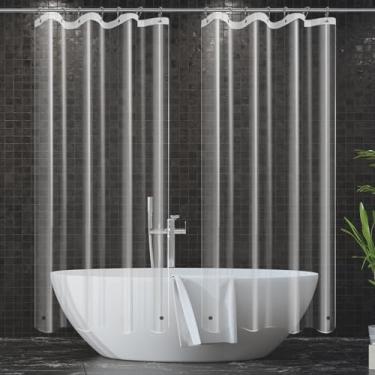 Imagem de Hereisa [Pacote com 2 forros de cortina de chuveiro de plástico transparente, tamanho estreito, 106 x 182 cm, leve 3G - Transparência cristalina, forros impermeáveis para banheiro e banheira, fácil