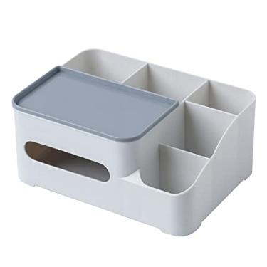 Imagem de Organizador de Mesa Multifuncional Dispenser Caixa Papel Higiênico com Grande Capacidade 5 Compartimentos Tampa Removível Econômico Espaço Alto- PP pa
