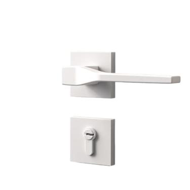 Imagem de Fechadura de porta silenciosa para quarto interno fechadura de porta de madeira branca dividida adaptável espessura da porta 35-50 mm (com chave)