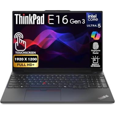 Imagem de Lenovo ThinkPad E16 Gen 3, FHD + tela sensível ao toque de 16 polegadas, Intel Ultra 5-225U, 16 GB RAM, SSD de 512 GB, impressão digital, teclado retroiluminado, WiFi 6E + BT, RJ-45, Webcam FHD, Win