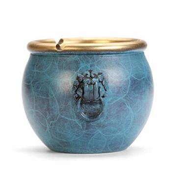 Imagem de Cinzeiro de cobre puro retro sala de estar grande armazenamento prático cinzeiro personalidade criativa escritório casa artesanato decoração cinzeiros (cor: linho) (linho)