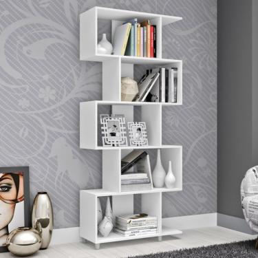 Imagem de Estante para Livros com Nichos Esm209 Retrô Movelbento Branco