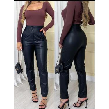 Imagem de Calça Zara Couro, Preto, P 