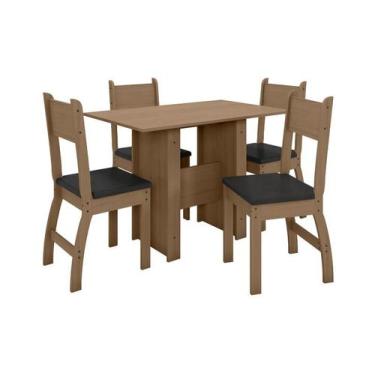 Imagem de Conjunto Mesa de Jantar Milano 1,08m com 4 Cadeiras Carvalho/Preto - P