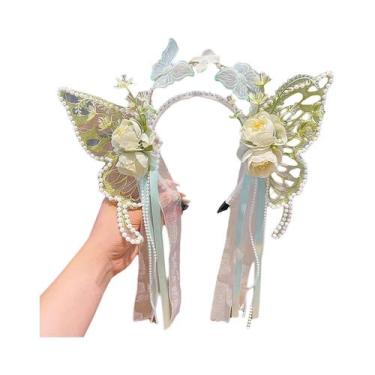 Imagem de Tiara De Flor De Fada Para Meninas Com Borboleta E Franjas, Acessórios