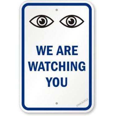 Imagem de New Warning Plaque Wall Decor We are Watching You (com símbolo de olhos de relógio) placas de metal de estanho placa de quintal placa de escritório placa de segurança externa e interna 20 x 30 cm