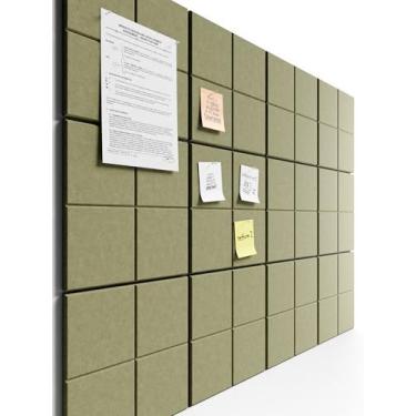 Imagem de Bumusty Quadro de avisos grande de feltro 122 cm x 91 cm Alternativa para quadro de cortiça - pacote com 12 com 70 abas adesivas removíveis seguras, quadros de cortiça para paredes, quadro de cortiça