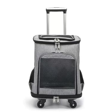 Imagem de Bolsa Mochila Transporte Pet Luxo com Rodinhas – Viagem e Passeio para Cães e Gatos Pequenos(CA188= Cinza)