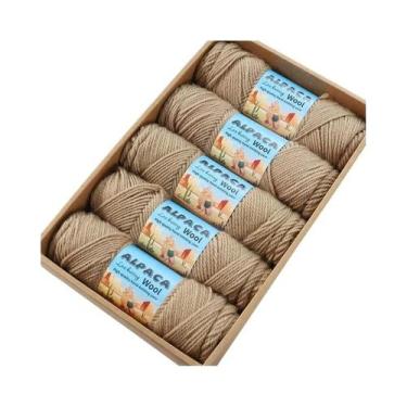 Imagem de Fio De Lã De Alpaca Grosso 500g 5 Meadas Para Tricô De Suéteres, Casac