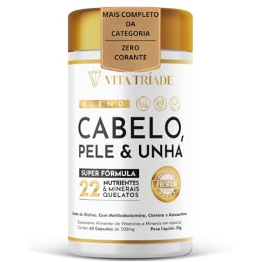 Imagem de Vitamina para Cabelo Pele e Unha - Super fórmula Sem Corante - 22 Nutrientes: Biotina, Cisteína, Vitamina b12, Astaxantina, Ácido Fólico